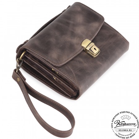 Кожаная барсетка "Фидель" (темно-коричневый антик)