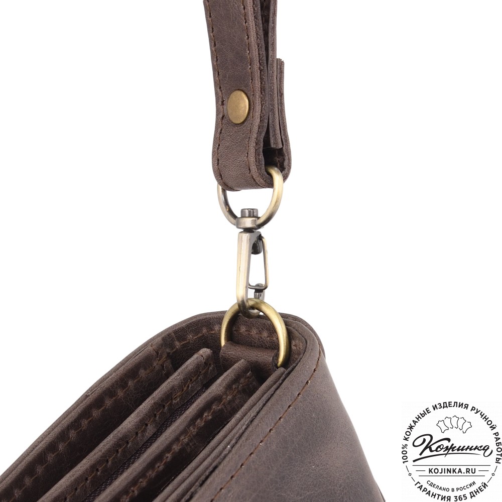Кожаная барсетка "Фидель" (темно-коричневый антик)