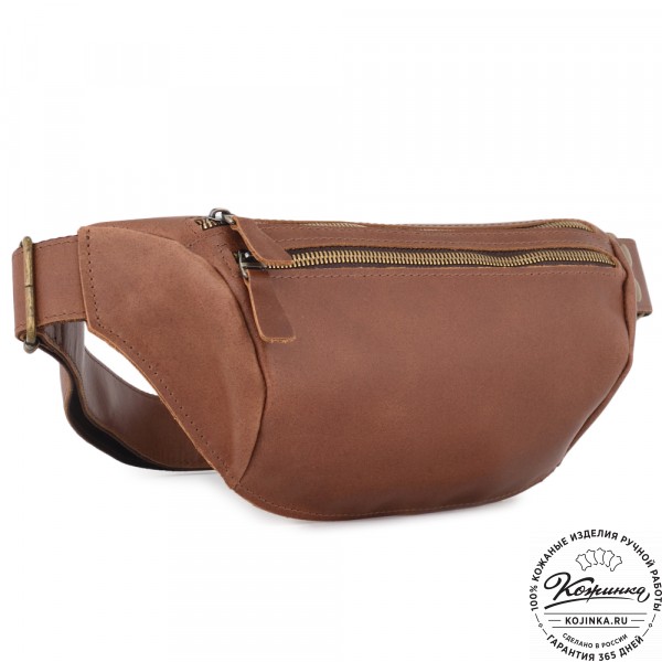 Кожаная сумка на пояс "Марио" (коричневый). фото 1