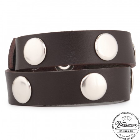 Кожаный браслет "Вегард" (тёмно-коричневый)