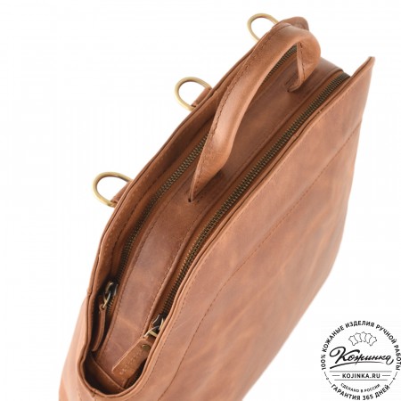 Кожаный рюкзак "Греция" (рыжий антик)