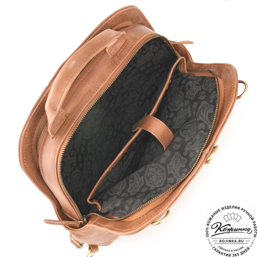 Кожаный рюкзак "Греция" (рыжий антик)