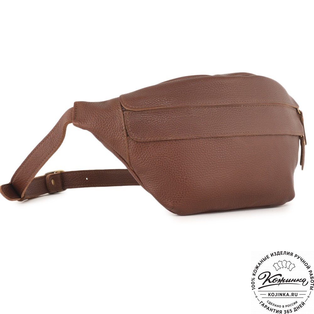 Кожаная сумка на пояс "Камиль" (фактура коричневый)
