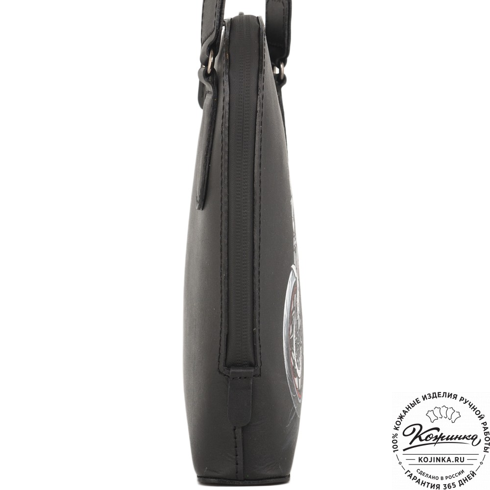  Кожаная сумка "Родос" "Мотоцикл" (черная)