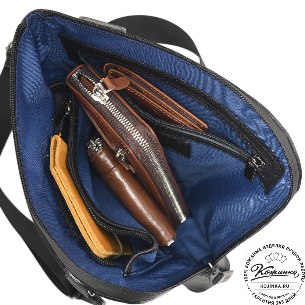  Кожаная сумка "Родос" "Мотоцикл" (черная)