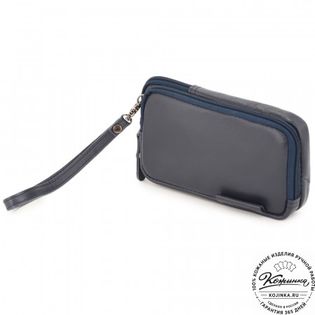 Кожаный клатч "Денвер" (синий)