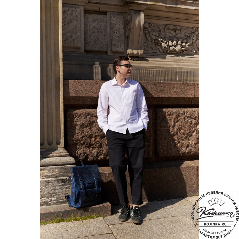 Кожаный рюкзак "Индиго" (электрик крейзи)