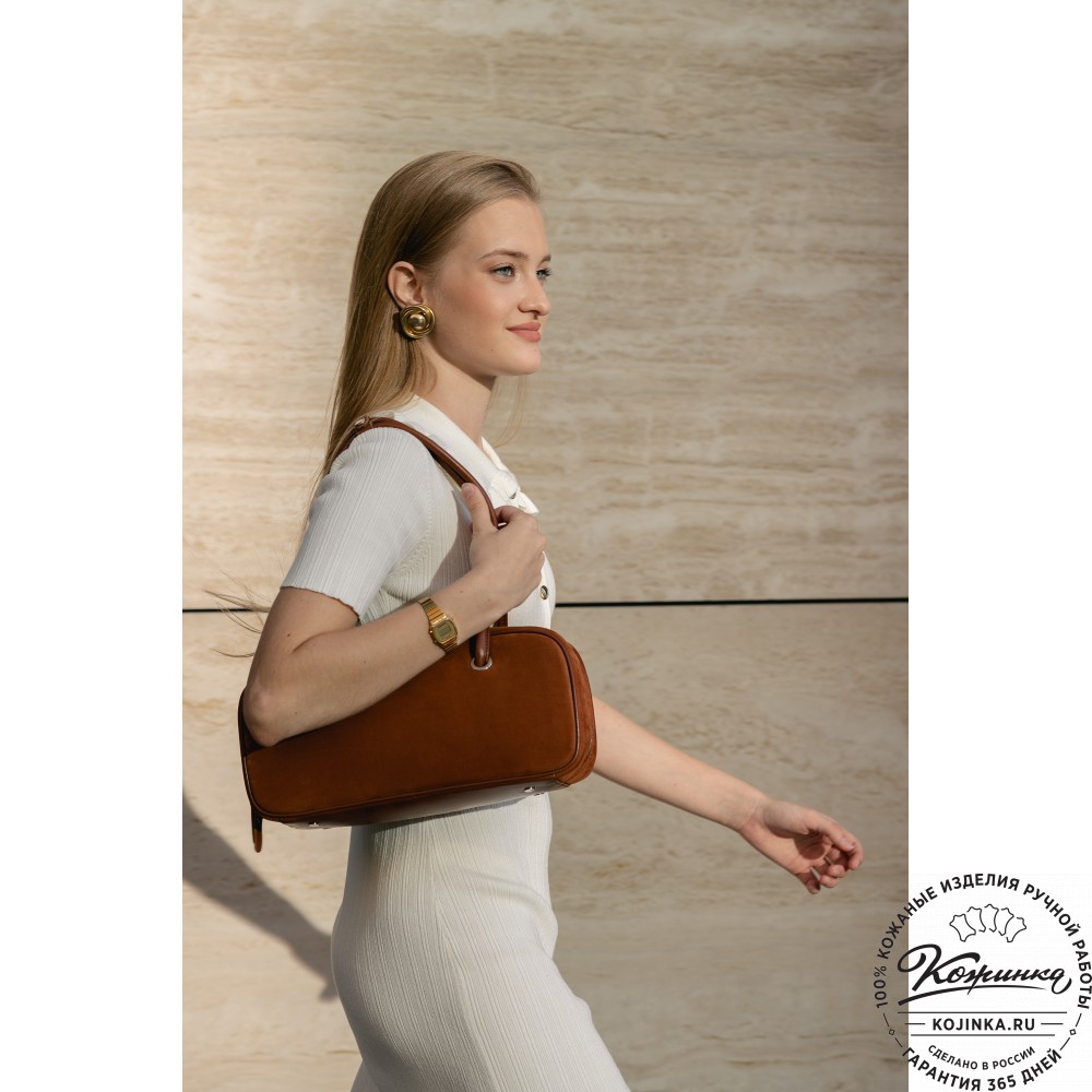 Женская кожаная сумка "Тамань" велюр (синий)