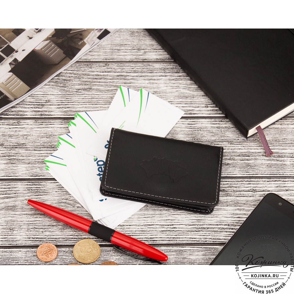 Кожаный картхолдер "Аляска" (чёрный)