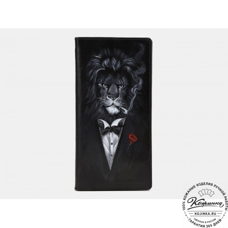 Кожаное портмоне "Лев в смокинге" (черное)
