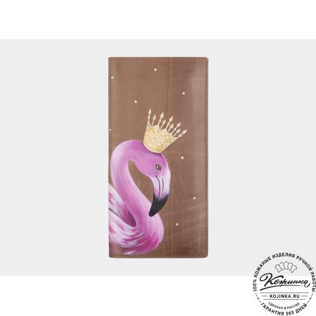 Кожаное портмоне "Монако" "Фламинго" (бежевое)
