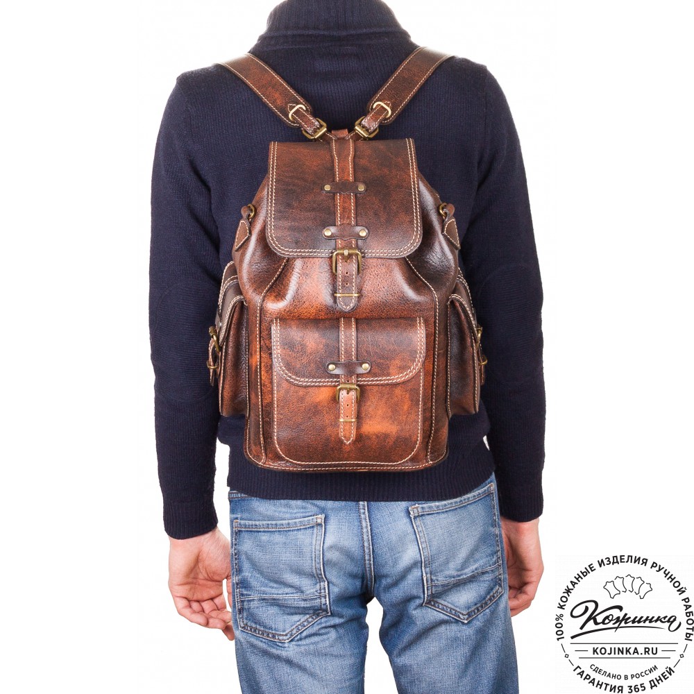 Кожаный рюкзак "Патриот" (коричневый эксклюзив)