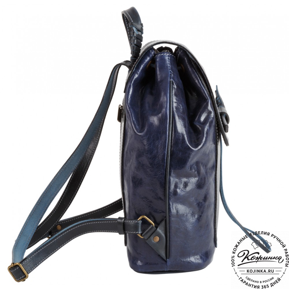 Женский кожаный рюкзак "Гейша" (синий)