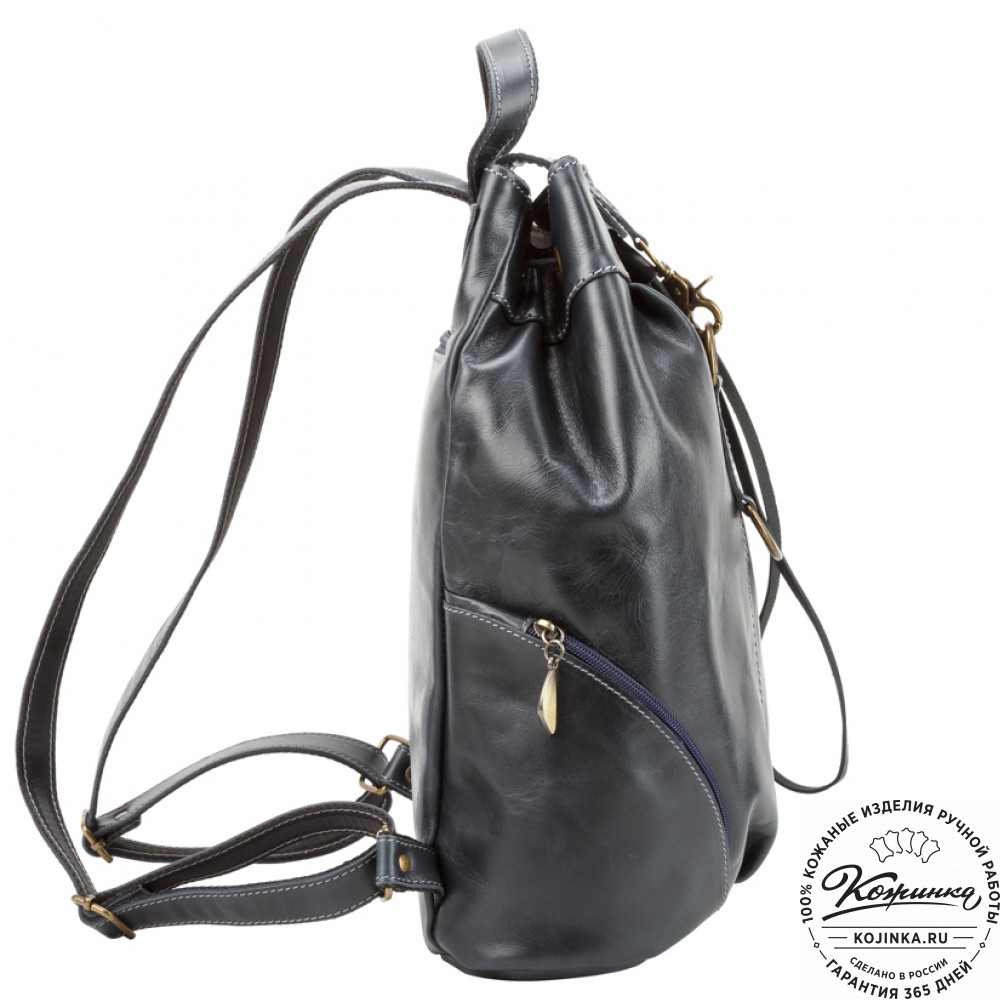 Женский кожаный рюкзак "Скиппи" (синий)