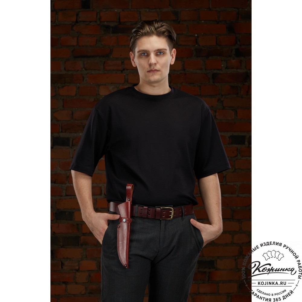 Кожаные ножны для ножа европейского типа  с длиной клинка 17 см (коньяк)