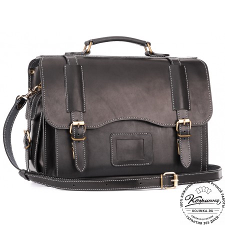 Кожаный портфель-кофр "Адъютант" (чёрный)