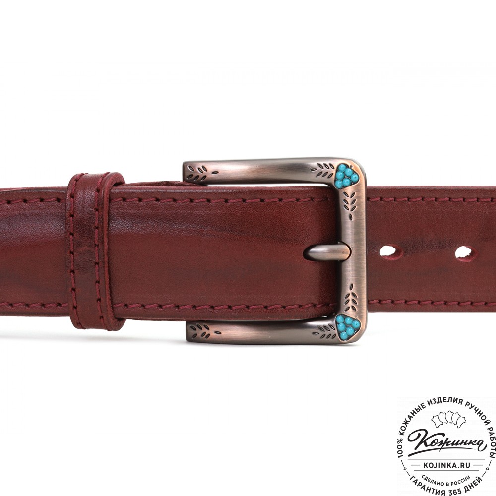 Кожаный ремень "Ирис" (бордо)