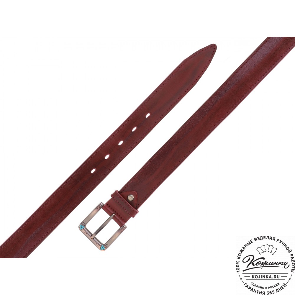 Кожаный ремень "Ирис" (бордо)