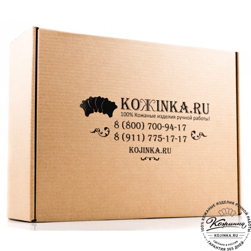 Кожаный ранец-портфель "Джон" (синий с красным)