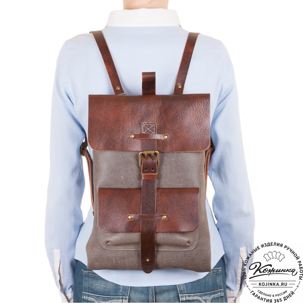 Кожаный рюкзак "Gray" (черный)