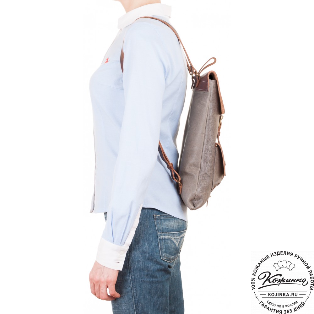 Кожаный рюкзак "Gray" (черный)