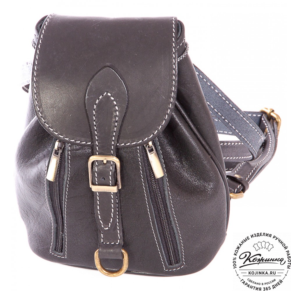 Женский кожаный рюкзак "Колибри" (черный)