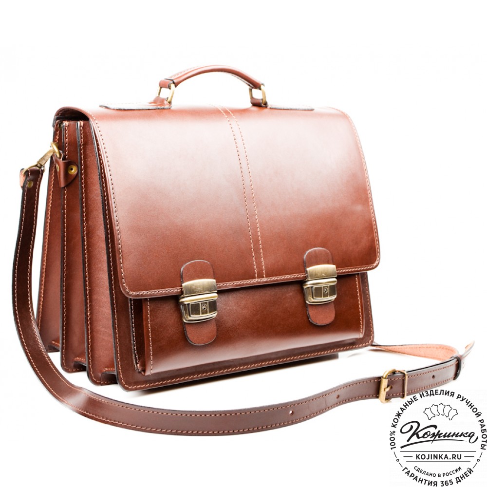 Кожаный деловой портфель "Адвокат-2" (коричневый)