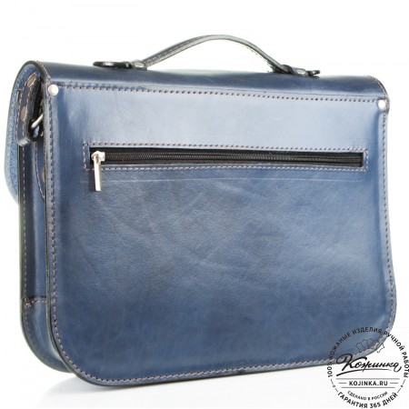 Кожаный портфель "Сатчел"  (синий)