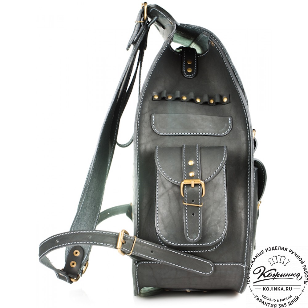 Мужской кожаный рюкзак "Байкер" (чёрный)