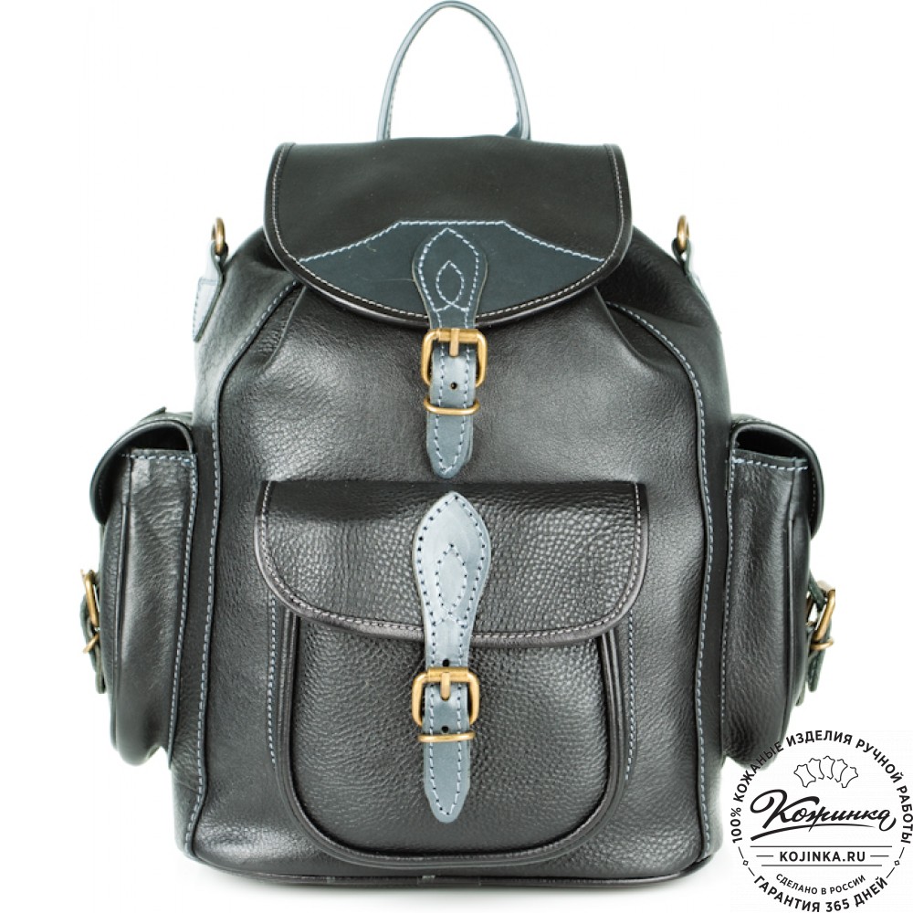 Кожаный рюкзак "Мидл" (чёрный)