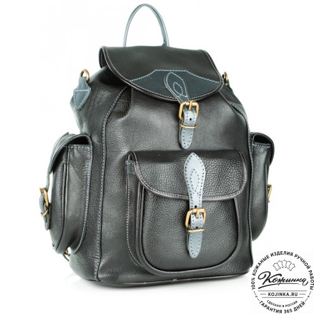 Кожаный рюкзак "Мидл" (чёрный)