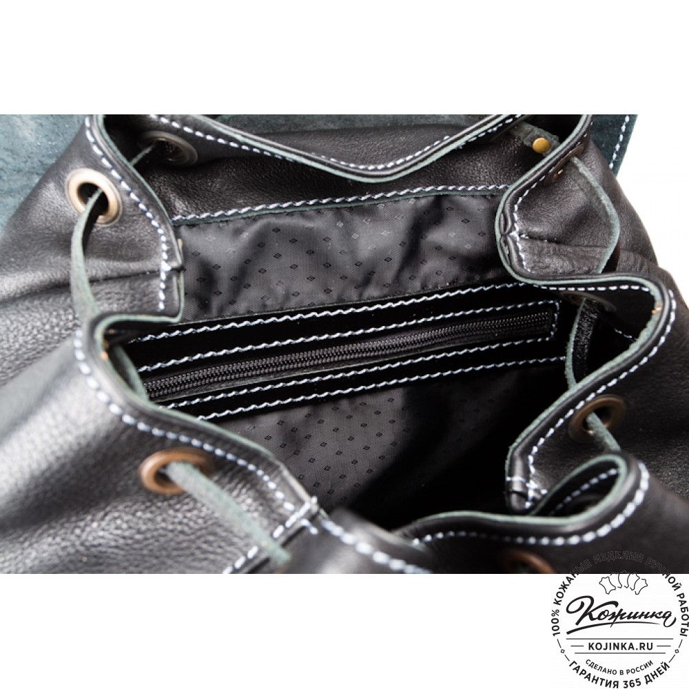 Мужской кожаный рюкзак "Следопыт" (чёрный)