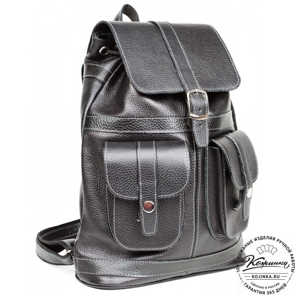 Кожаный рюкзак "Классика" (чёрный). фото 1