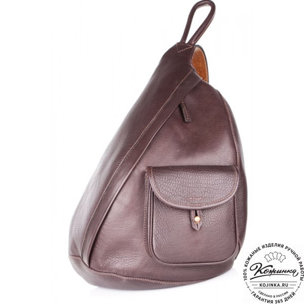 Кожаный рюкзак "Эль-Пасо" c карманом (коричневый). фото 1