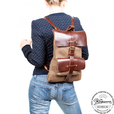 Кожаный рюкзак "Gray" (изумрудный крейзи)