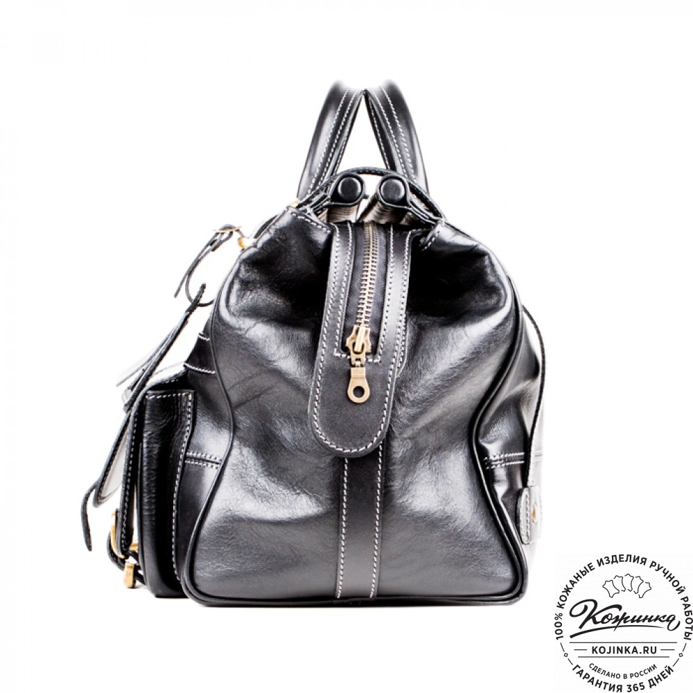 Кожаный дорожный саквояж "Большой" (чёрный)