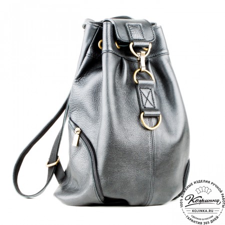 Женский кожаный рюкзак "Скиппи" (чёрный)