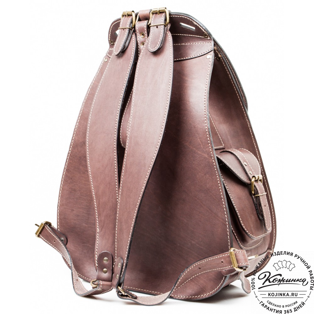 Мужской кожаный рюкзак "Байкер" (коричневый)