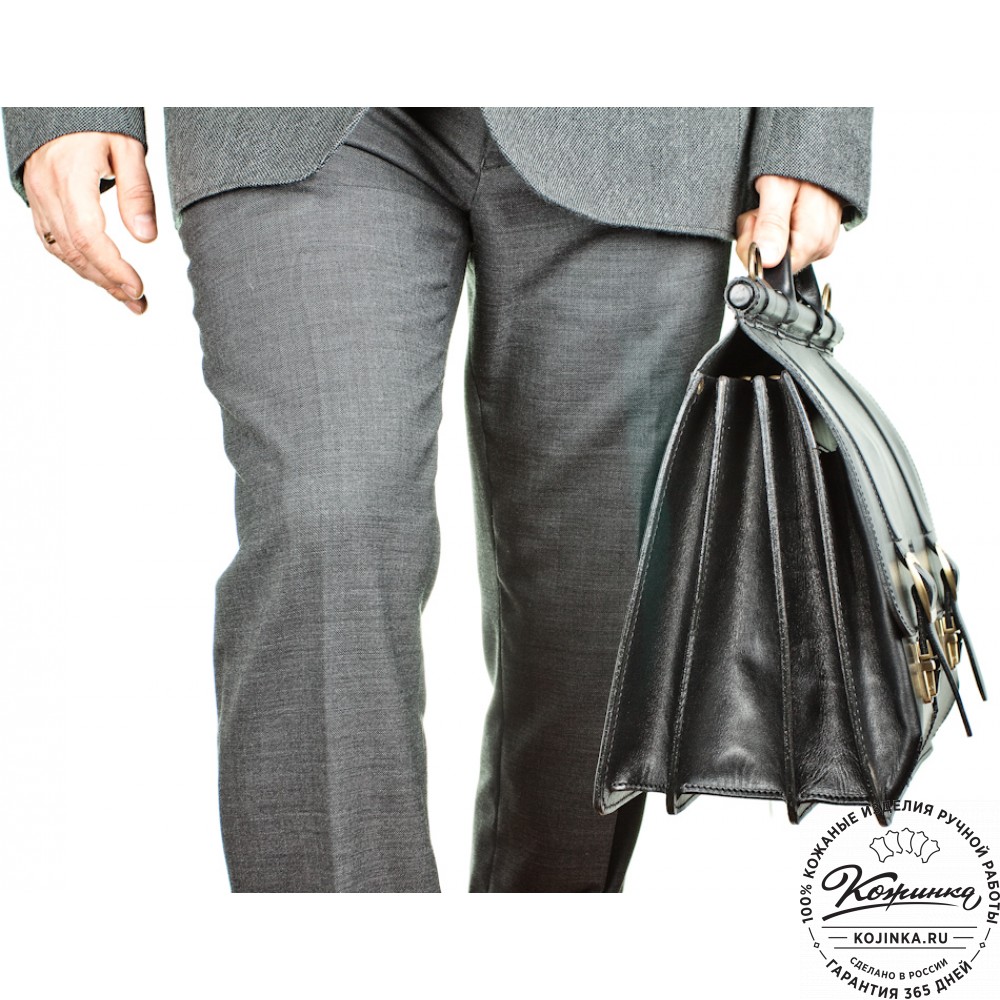 Кожаный портфель "Префект" (чёрный)