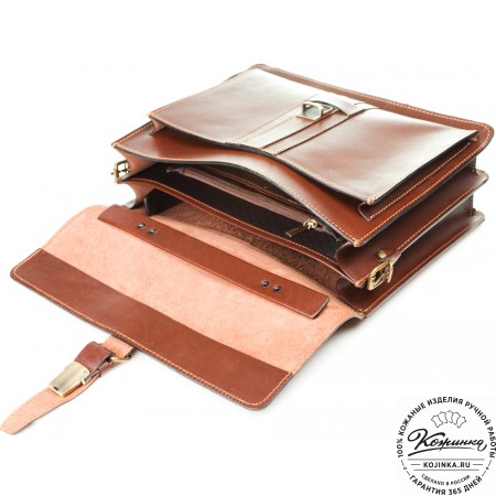Мужской кожаный портфель "Премьер" (коричневый)