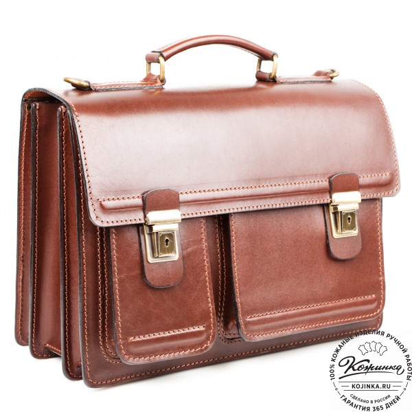 Мужской кожаный портфель "Оптима II" (коричневый). фото 1