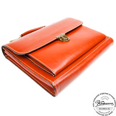 Деловой кожаный портфель "Мини" (тёмно-рыжий)