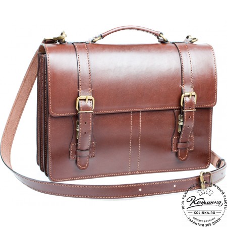 Деловой кожаный портфель "Увертюра" (коричневый)