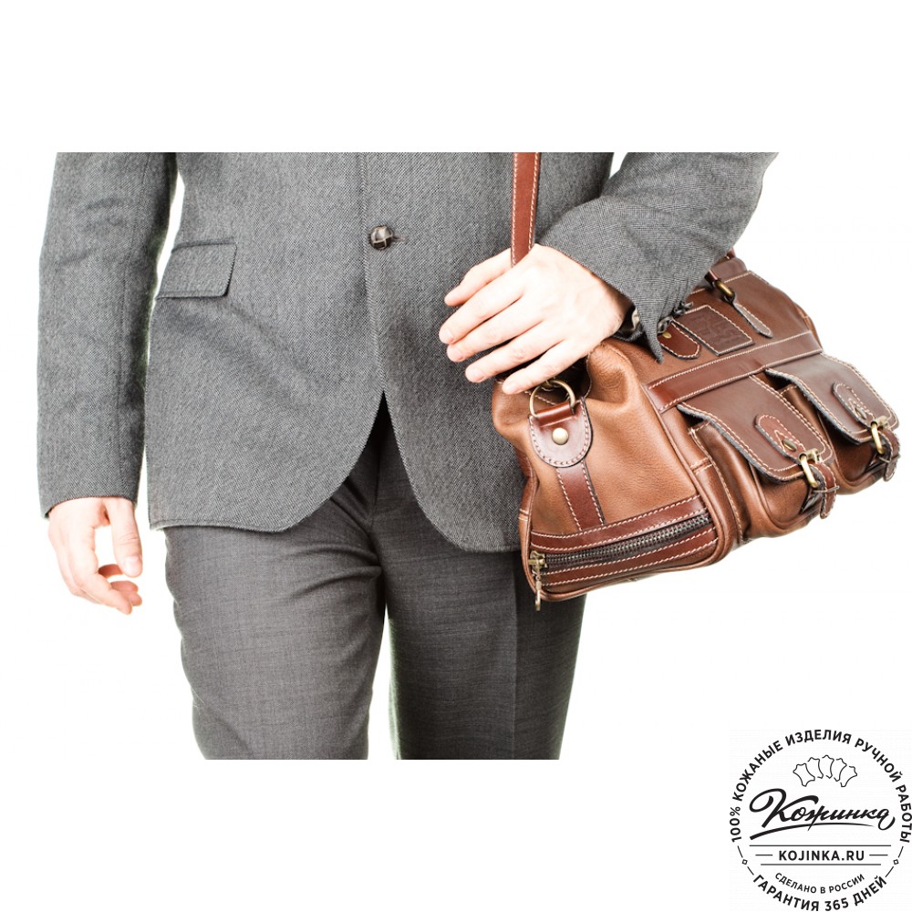 Кожаный дорожный саквояж "Малый" (коричневый)