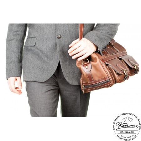 Кожаный дорожный саквояж "Малый" (коричневый)