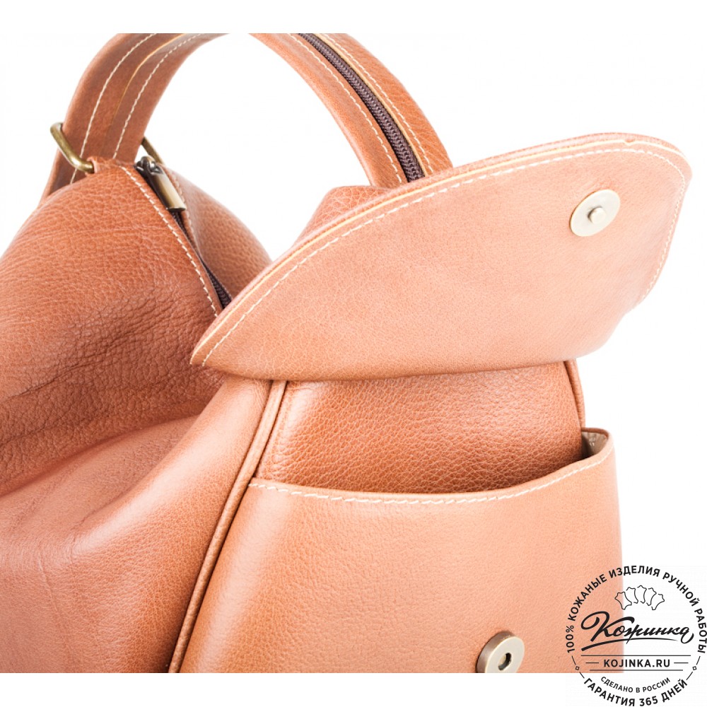 Кожаный рюкзак-сумка "Микки" (рыжий)