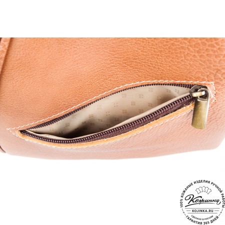 Кожаный рюкзак-сумка "Микки" (рыжий)