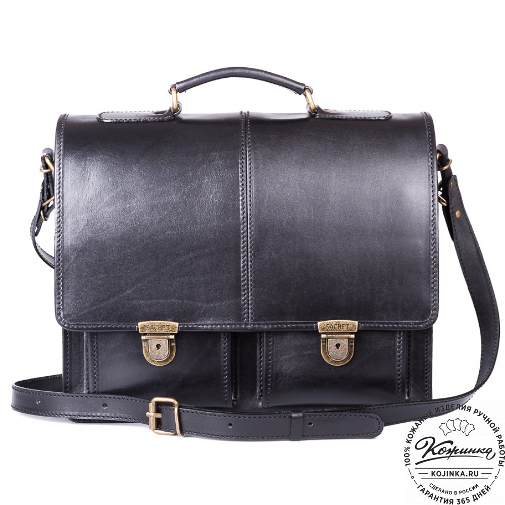 Кожаный деловой портфель "Адвокат-1" (черный)