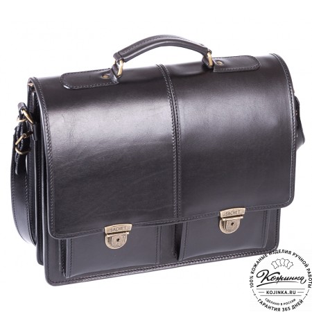 Кожаный деловой портфель "Адвокат-1" (черный)