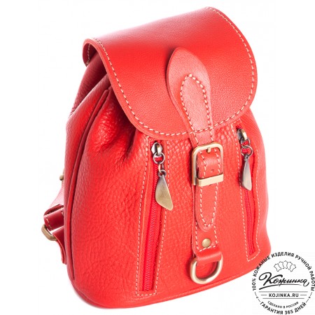Женский кожаный рюкзак "Колибри" (красный)
